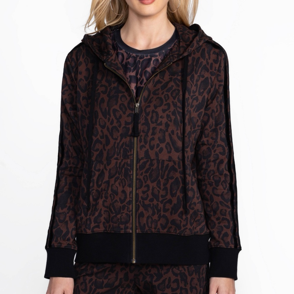Johnny Was size small Brown Leopard Print Hoodie